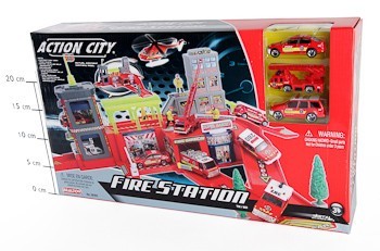 Игр. набор Realtoy BOX Пожарная станция, в компл. 1 машина, арт.28520