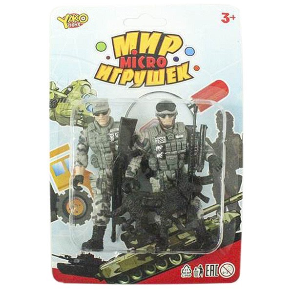 Набор игр.военный с 2 солдатиками и собакой ,серия Мир micro Игрушек, CRD 13,5x20x3,5см, арт.M7599-7