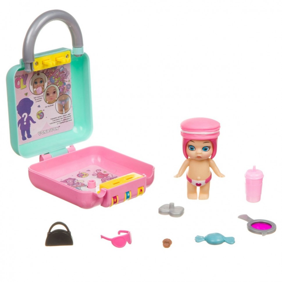 Набор игровой Bondibon куколка OLY во фруктово-конфетной шапочке и аксессуарами в чемоданчике на код