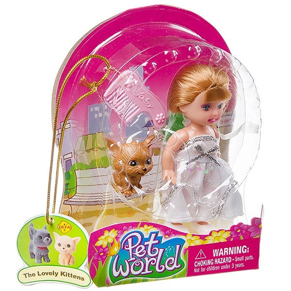 Кукла Defa Pet World с домашним питомцем 4", в ассорт. 8 видов, BOX, арт. 267.
